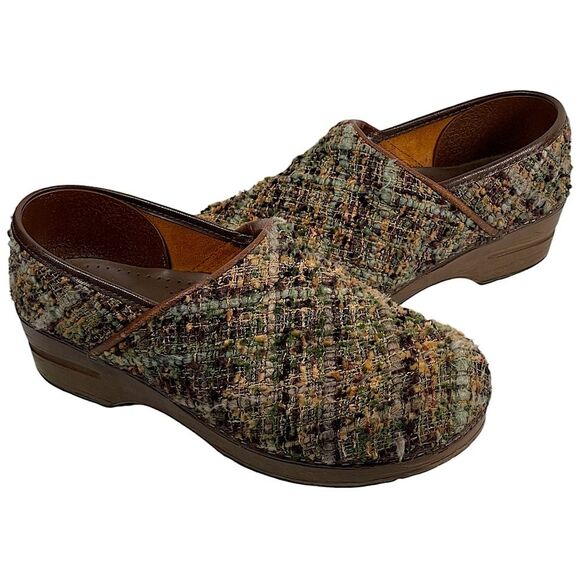 Sanita Danish Woven Green Tweed Nursing Work Clogs Women's Size 41 - Picture 1 of 10